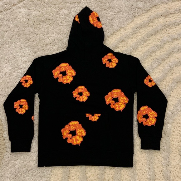 DENIM TEARS Other - Denim Tears Offset Tears Black Hoodie The Cotton Wreath Pullover Mens Size Large